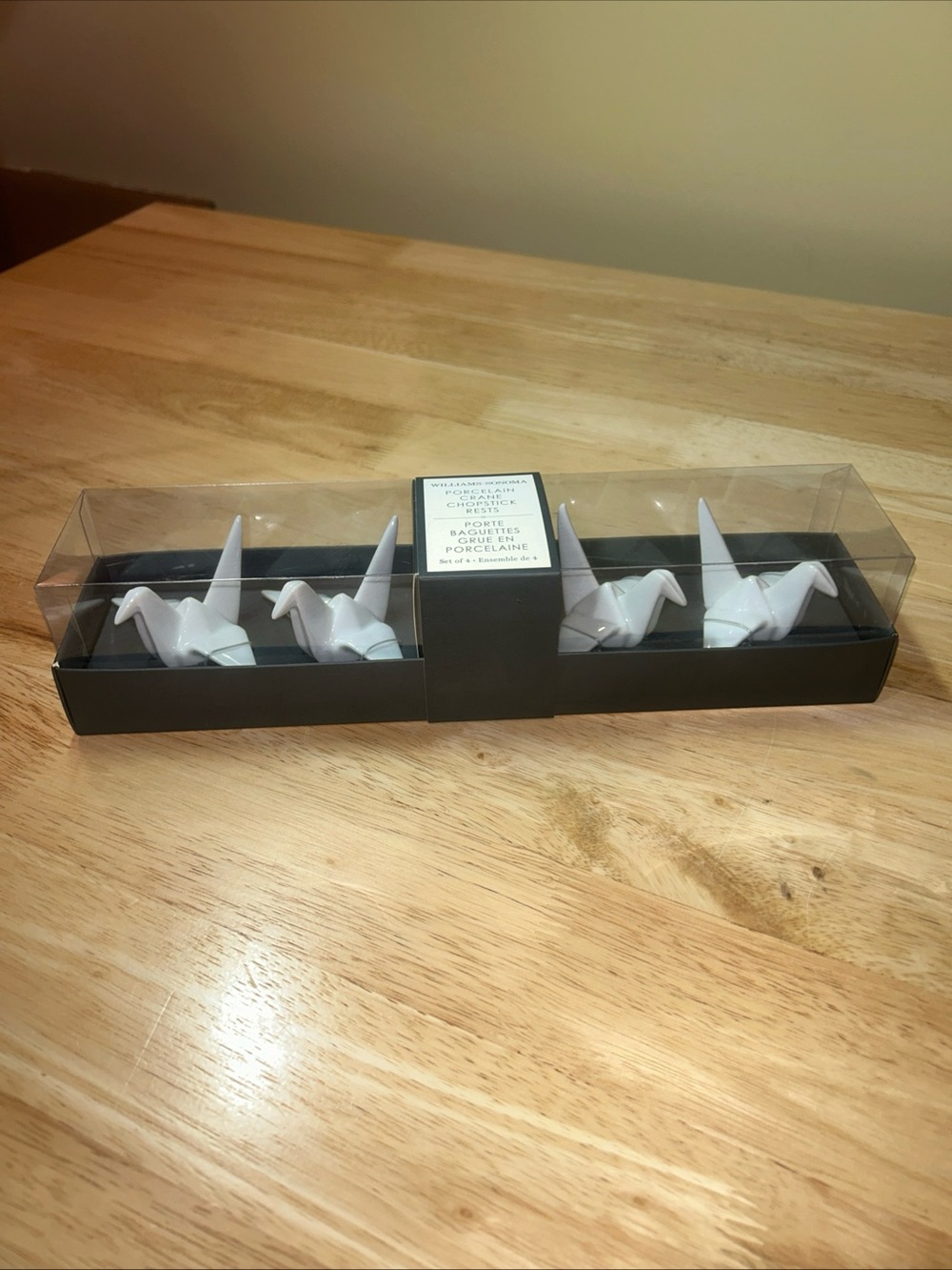 New In Box Williams Sonoma Porcelain Origami Crane Bird Chopstick Rests Set of 4